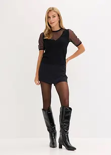 Finstrikket genser med innfelling i mesh, bonprix