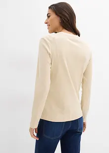 Langermet ribbet topp av 100% bomull, bonprix