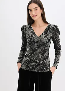 Langermet topp av Dévoré-fløyel, bonprix