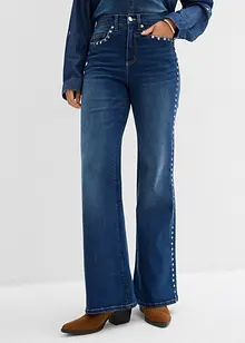 Flared-jeans High Waist med naglebesetning, bonprix