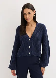 Kort strikkejakke med glittergarn og ullandel, bonprix