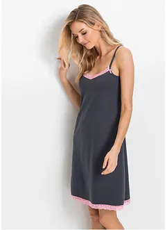 Kort nattkjole med delikate blonder, bonprix