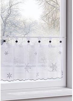 Gardinkappe med broderte snøfnugg, bpc living bonprix collection