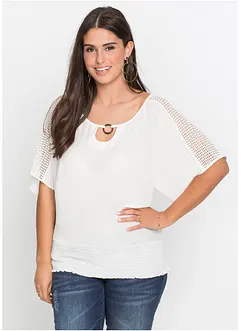 Bluse med blonde, bonprix