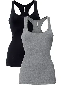 2-pack med ribbet singlet, bonprix