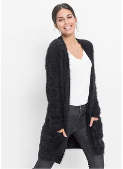 Lang strikkejakke med fluffy look, bonprix