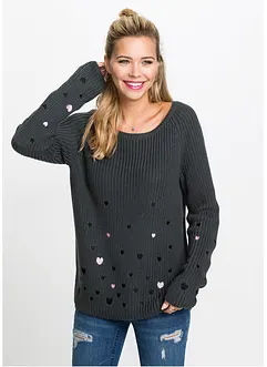 Genser med broderi, bonprix