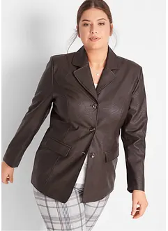 Lang blazer i skinnimitasjon, bonprix