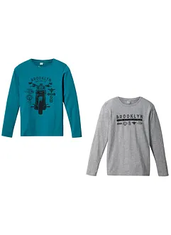 Langermet topp i økologisk bomull (2-pack), bonprix