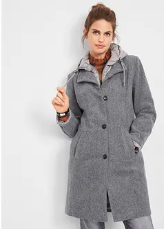 Kort vinterjakke med ull-look, 2 i 1-look, bonprix
