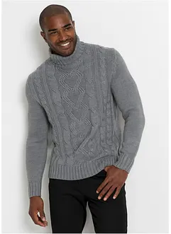 Genser med rullekrage og flettemønster, bonprix