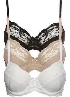 Spile-BH med delikate blonder (3-pack), bonprix