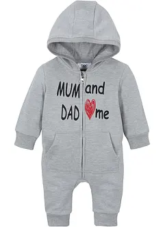 Sweat-jumpsuit med hette for baby, bonprix