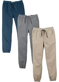 Joggebukse i ren bomull (3-pack), behagelig linning, bonprix