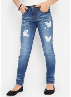 Jeans til jente, med sommerfuglapplikasjon, John Baner JEANSWEAR