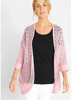 Lang cardigan med hullmønster, bonprix