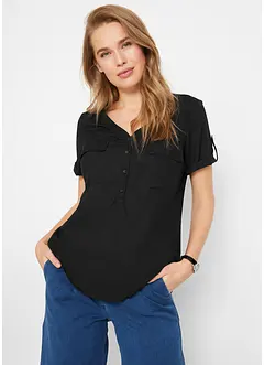 Bluse i viskose, kort arm, bonprix