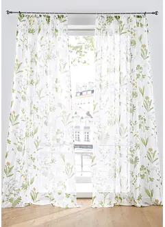 Gardin med blomsterprint, med resirkulert polyester (1-pack), bonprix