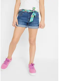 Denimshorts Mid Waist, med belte, bonprix