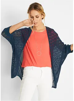Lang cardigan med hullmønster, bonprix
