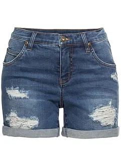 Jeans-shorts Mid Waist med destroy-effekt, bonprix