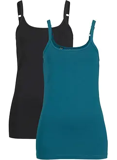 Lang singlet av økologisk bomull, 2-pack, bonprix