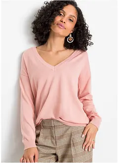 Oversized genser med V-hals, bonprix