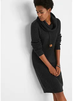 Strikket kjole med sjalskrage, bonprix