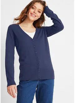 Basic finstrikket cardigan med knappestolpe, bonprix