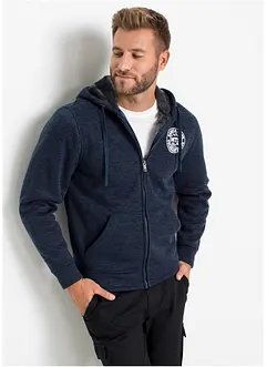 Sweatjakke med hette og teddyfôr, bonprix