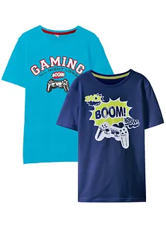 T-shirt  til gutt, økologisk bomull (2-pack), bonprix