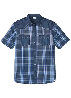 Kortermet skjorte  med denim-besetning, bonprix