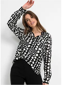 Lang bluse med print av lett viskose, bonprix