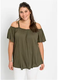 Cold shoulder-topp i myk viskose, bonprix