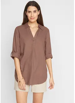 Bluse med 3/4-lang arm og lin, bonprix