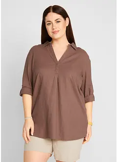 Bluse med 3/4-lang arm og lin, bonprix