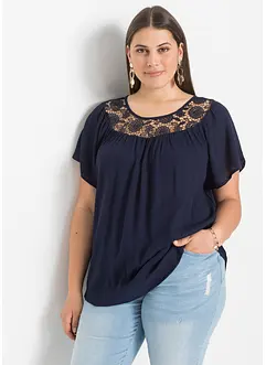 Bluse med blonder, bonprix
