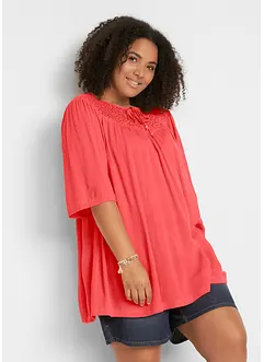 Lang tunika av crinkle, kort arm, bonprix