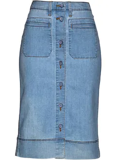 Jeansskjørt med knapper, bonprix