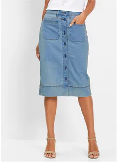 Jeansskjørt med knapper, bonprix