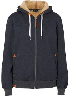Sweatjakke med hette og teddyfôr, bonprix