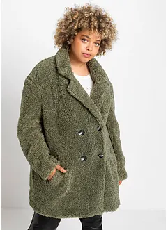 Oversized kort kåpe med ull-look, bonprix