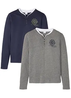 Henleyshirt, langermet (2-pack), bonprix