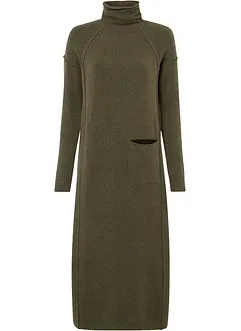 Strikket kjole med høy, vid hals, bonprix