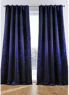 Lystett gardin med motiv av nattehimmel og resirkulert polyester (1-pack), bonprix