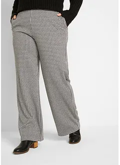 Stretchbukse med Houndstooth-mønster, Wide leg, bonprix