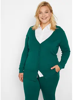 Basic finstrikket cardigan med knappestolpe, bonprix