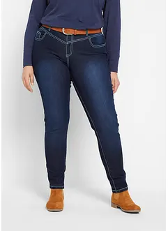 Slim-jeans Mid Waist, kontrastfargede sømmer, bonprix