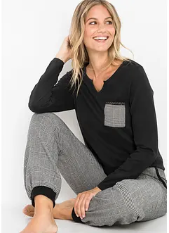 Pyjamas med flanellsbukse, bonprix