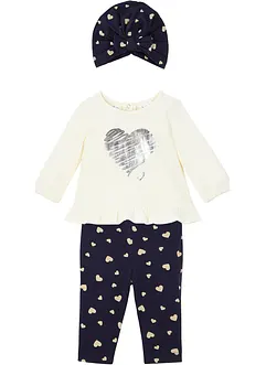 Babytopp+leggings+lue økologisk bomull (3-delt sett) , bonprix